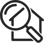 家と虫眼鏡のアイコン