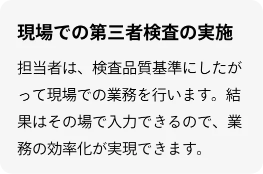 現場での第三者検査の実施
